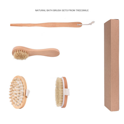 Natural Wood Bath Brush Set - Eco-Friendly, Biodegradable, Plastic-Free
