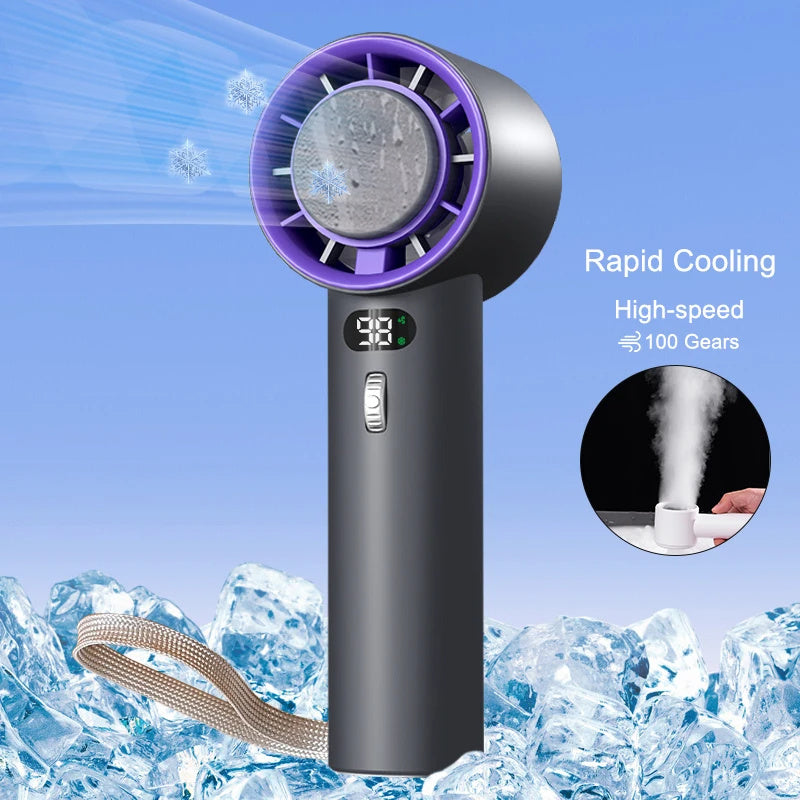 Portable Eco-Friendly Handheld Fan with Gray and Purple Accents