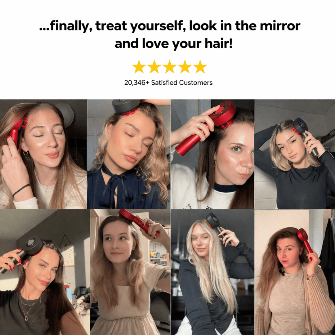 HairBella Blossom™ 3-in-1 Red Light Therapy Hair Brush