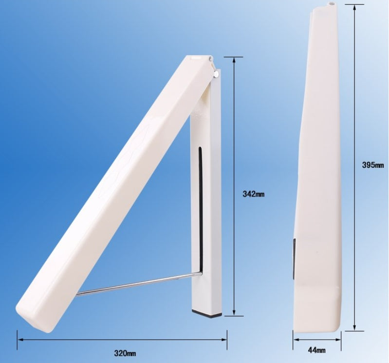 Space-Saving Folding Retractable Clothes Rack - Wall-Mounted, White