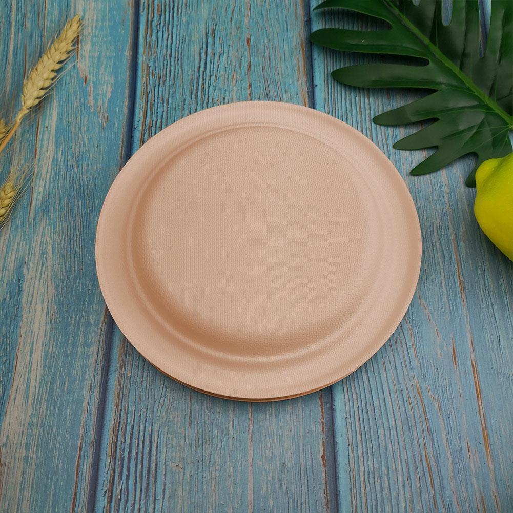 Eco-Friendly Biodegradable Round Dinner Plates - Natural Beige