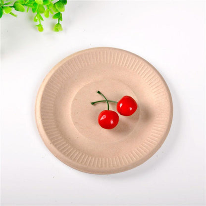 Eco-Friendly Biodegradable Round Dinner Plates in Natural Beige