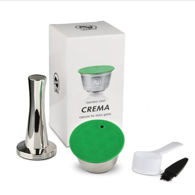Eco-Friendly Reusable Coffee Capsule Set with Stainless Steel and Green Lid