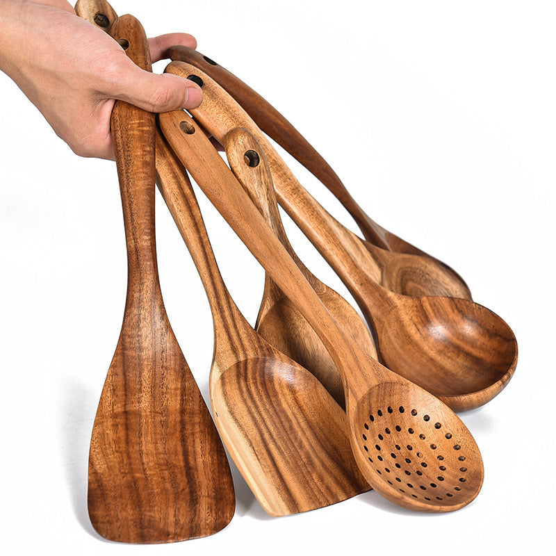 Eco-Friendly Wooden Kitchen Utensils Set - Sustainable & Durable