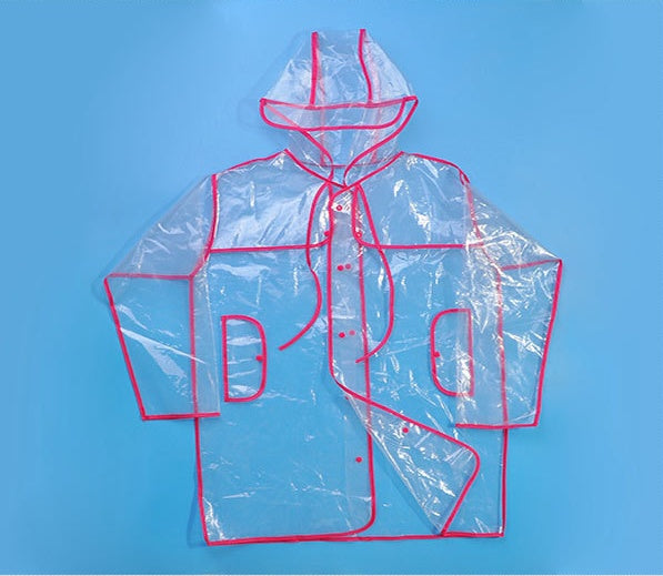 Transparent Eco-Friendly Raincoat with Pink Trim