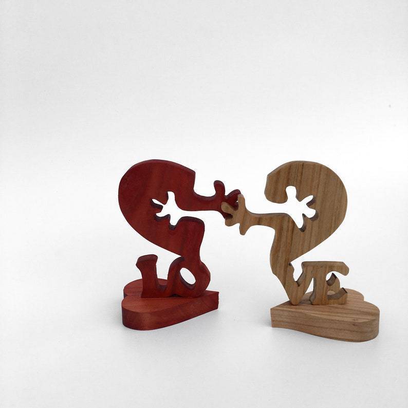 Eco-Friendly Wooden Heart Desktop Ornament