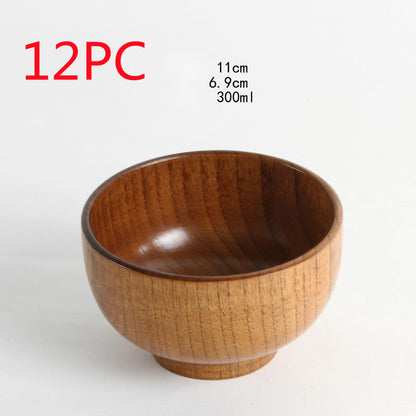 Eco-Friendly Wooden Bowls and Cup Set - Natural, Stackable, Biodegradable