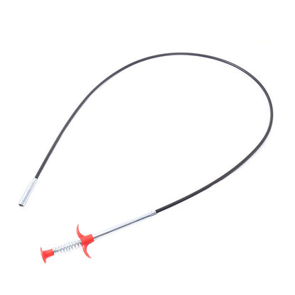 Eco-Friendly Drain Clog Remover Tool - Metal Shaft, Red Handle, 60cm