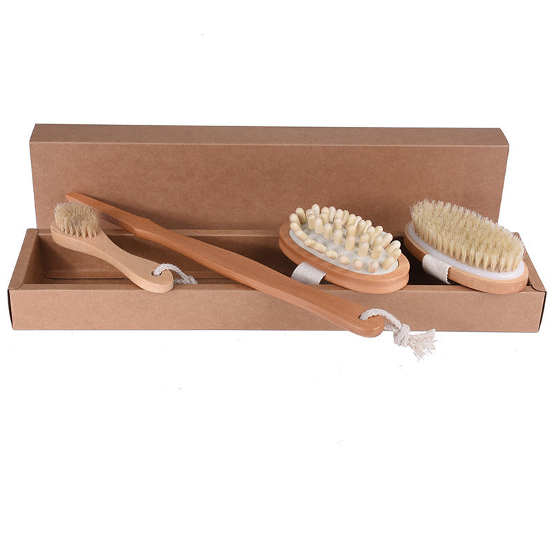 Natural Wood Bath Brush Set with Eco-Friendly Packaging