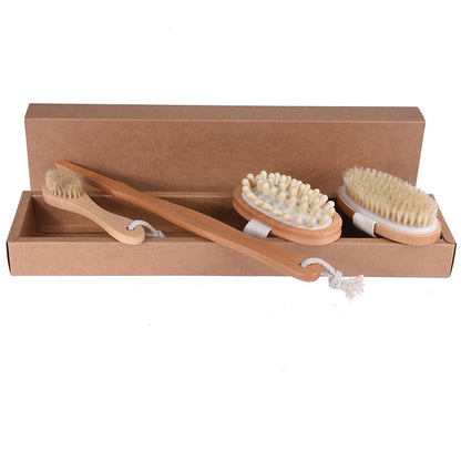 Natural Wood Bath Brush Set - Eco-Friendly, Biodegradable, Plastic-Free