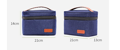Eco-Friendly Picnic Bag - Blue Canvas with Brown Accents