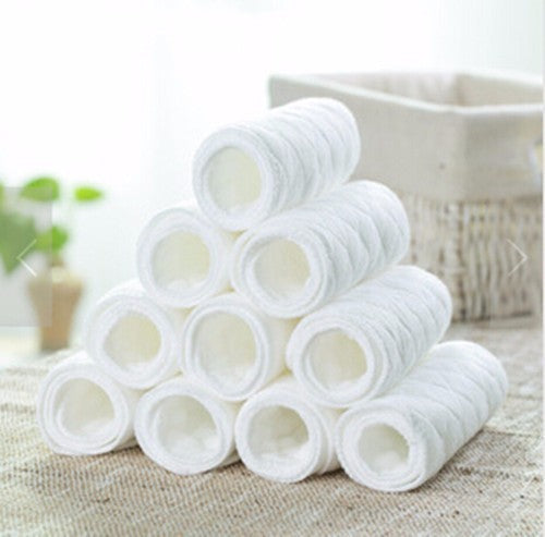 Eco-Friendly Reusable Cloth Towels in White, Rolled and Stacked