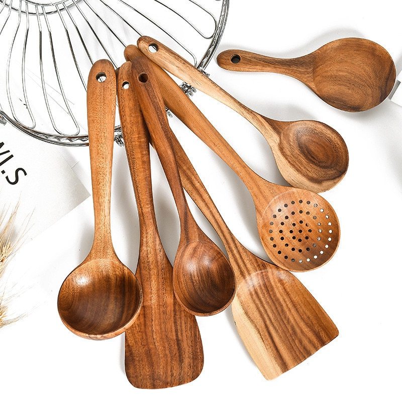 Eco-Friendly Wooden Kitchen Utensils Set - Sustainable & Durable