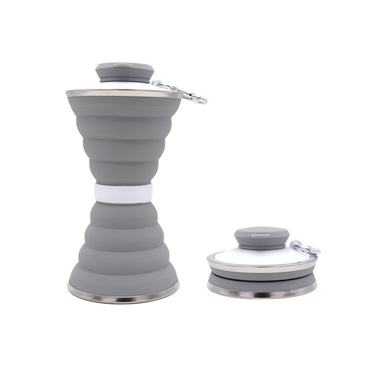 Light Blue Collapsible Silicone Water Bottle - Eco-Friendly & Space-Saving