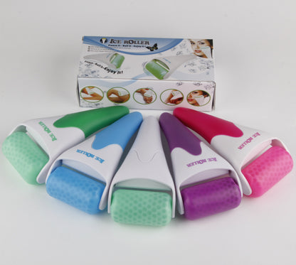 Green & White Ice Roller for Face and Body - Eco-Friendly Facial Massager