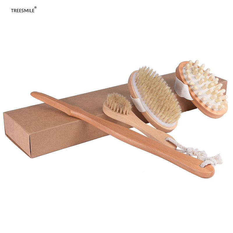 Natural Wood Bath Brush Set - Eco-Friendly, Biodegradable, Plastic-Free
