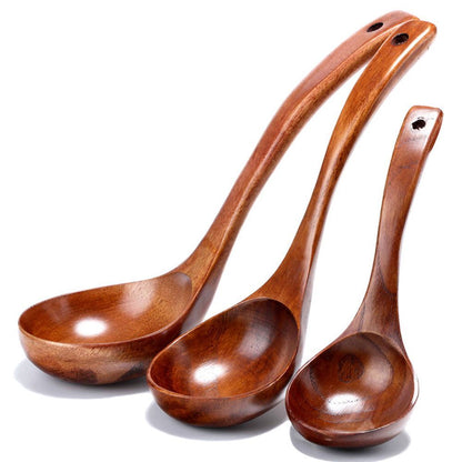 Eco-Friendly Wooden Kitchen Ladles in Natural Wood Tone