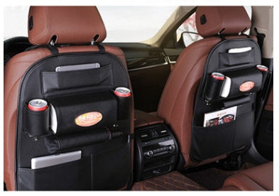 Brown Rectangular Car Seat Organizer with Multiple Pockets