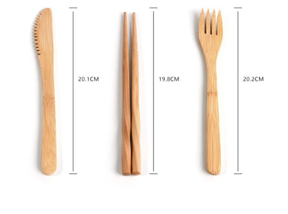 Eco-Friendly Bamboo Reusable Cutlery Set with Portable Pouch