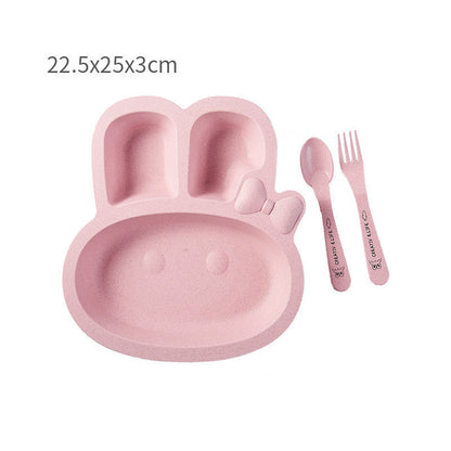 Eco-Friendly Pink Animal Divided Plate & Utensils for Kids