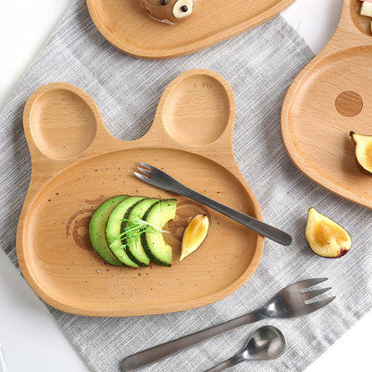 Eco-friendly animal-shaped wooden plate for kids
