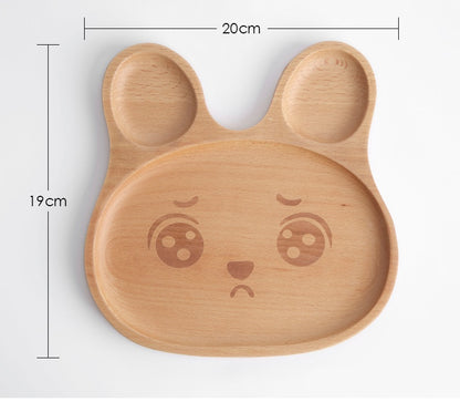 Eco-Friendly Animal-Shaped Wooden Plate for Kids