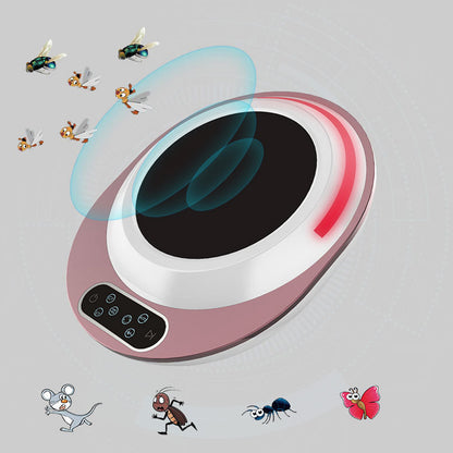 Pink and white ultrasonic pest repeller with a black center