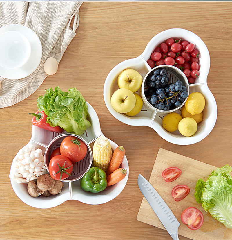 Eco-Friendly Clover Serving Tray with Multi-Compartment Design