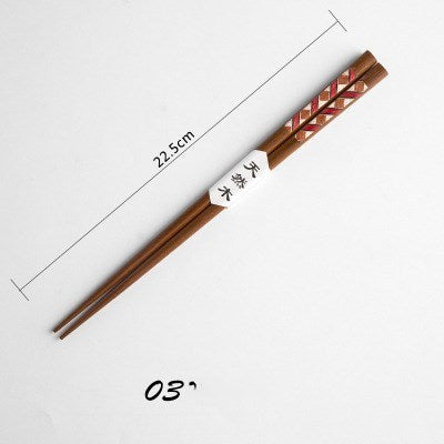 Eco-Friendly Reusable Bamboo Chopsticks with Red and White Pattern