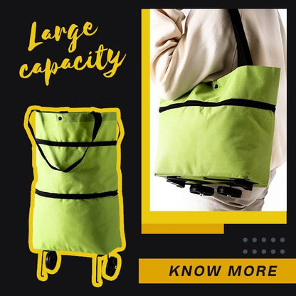 Eco-Friendly 2-in-1 Foldable Shopping Cart with Organizer