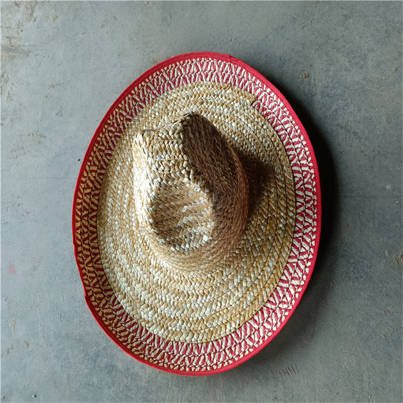 Eco-Friendly Pointed Top Straw Hat with Frills