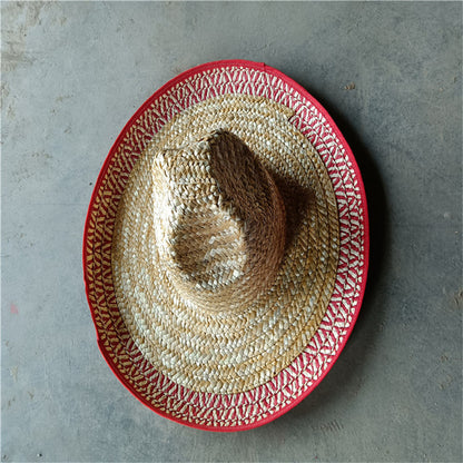 Eco-Friendly Pointed Top Straw Hat with Frills