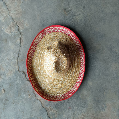 Eco-Friendly Pointed Top Straw Hat with Frills