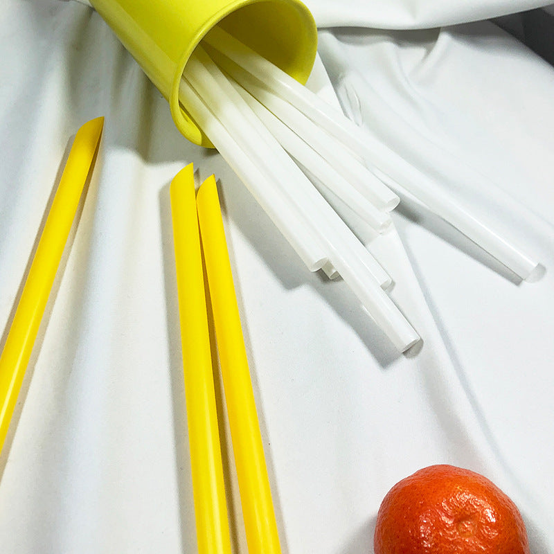 Eco-Friendly Reusable Silicone Straws in White and Yellow