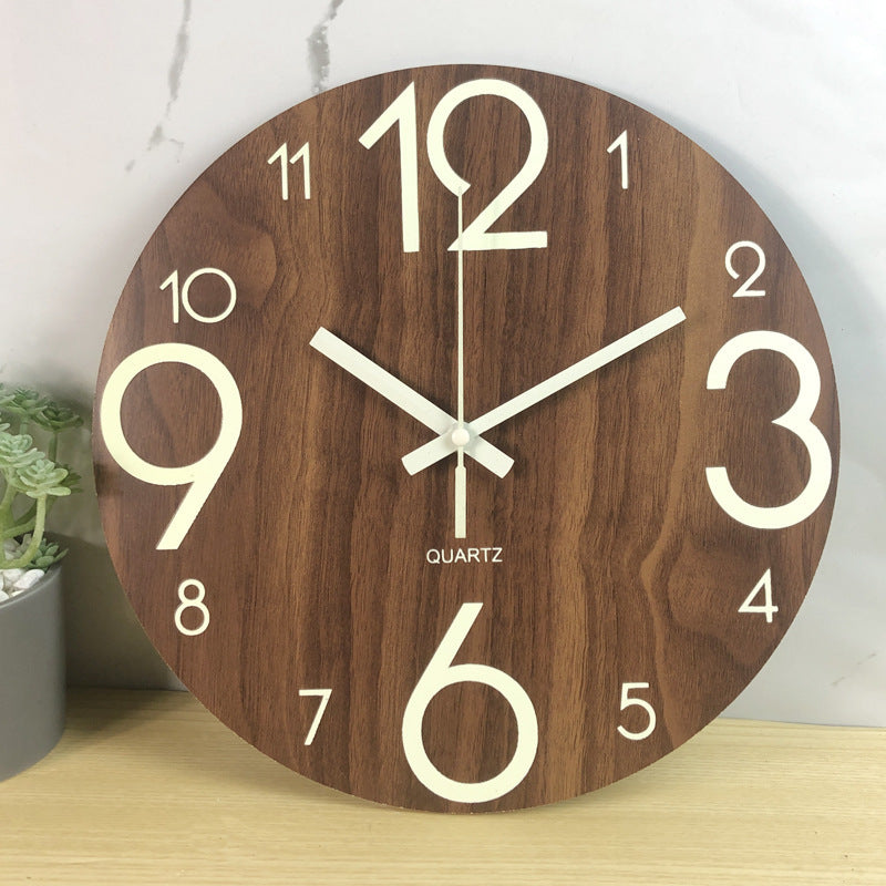 Glow in the Dark Wooden Wall Clock - Eco-Friendly Home Decor