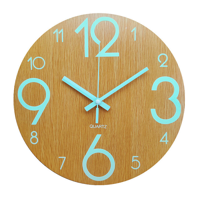 Glow in the Dark Wooden Wall Clock - Eco-Friendly Home Decor