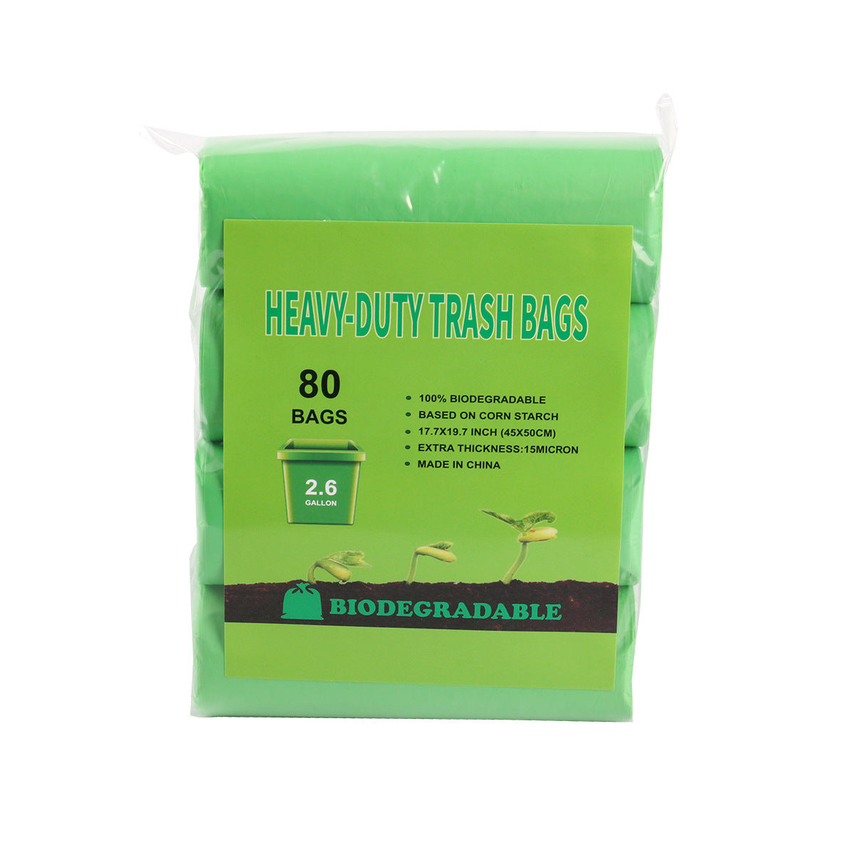 Eco-Friendly Biodegradable Trash Bags - Light Green, Plastic-Free Packaging