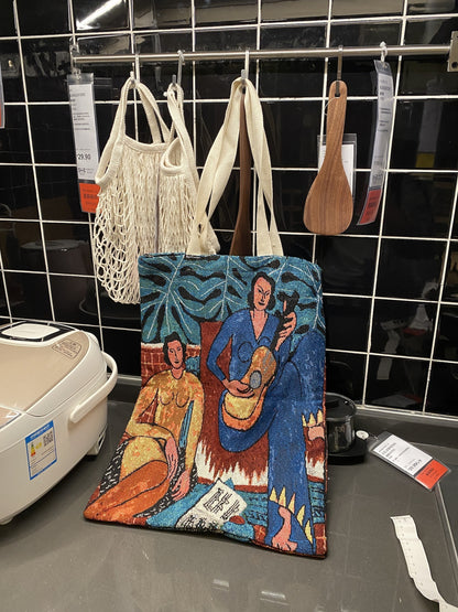 Eco-Friendly Jacquard Heart Art Tote Bag