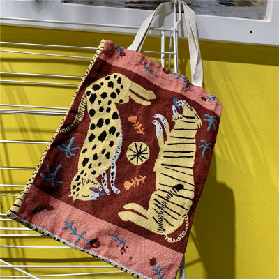 Eco-Friendly Jacquard Heart Art Tote Bag