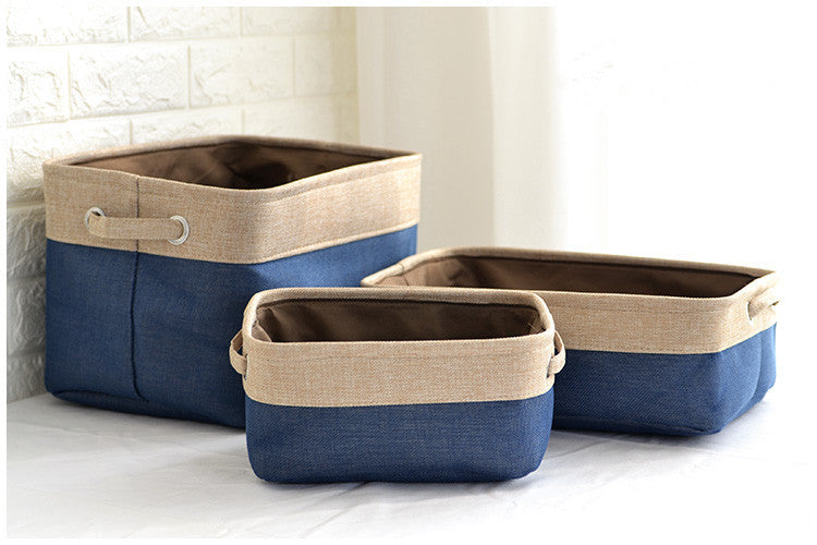 Eco-Friendly Blue Beige Rectangular Storage Baskets