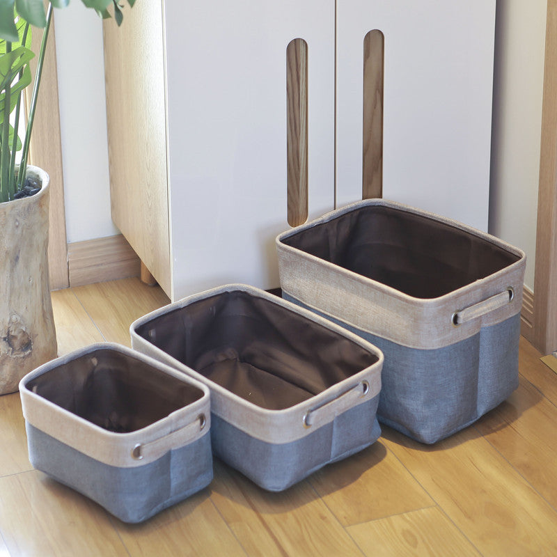 Eco-Friendly Blue Beige Rectangular Storage Baskets