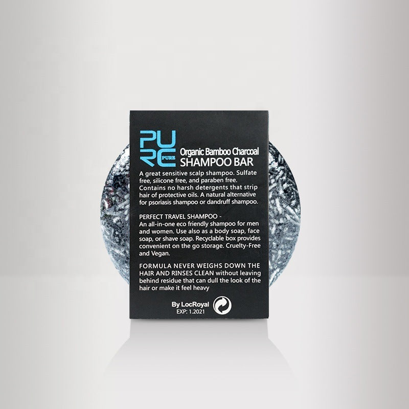 Organic Bamboo Charcoal Shampoo Bar - Plastic-Free, Vegan, Handmade