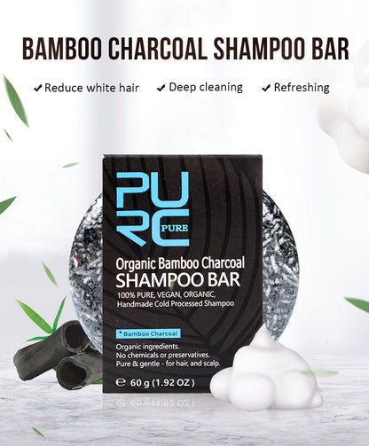 Organic Bamboo Charcoal Shampoo Bar - Plastic-Free, Vegan, Handmade