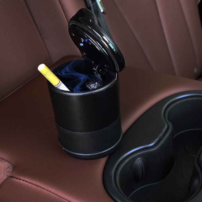 Solar-Powered Windproof Car Ashtray with LED Light