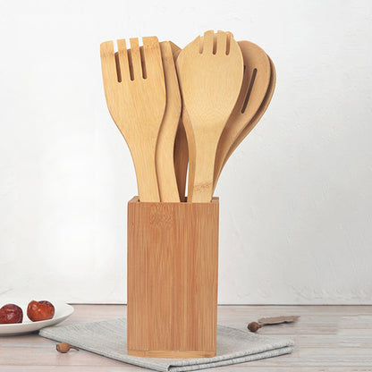 Eco-Friendly Bamboo Kitchen Utensil Set with Holder