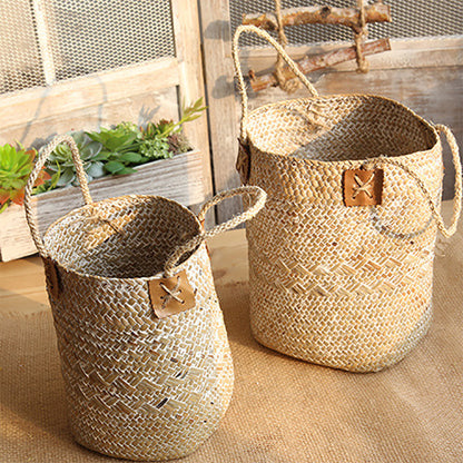 Eco-Friendly Woven Flower Pots - Natural Straw Design