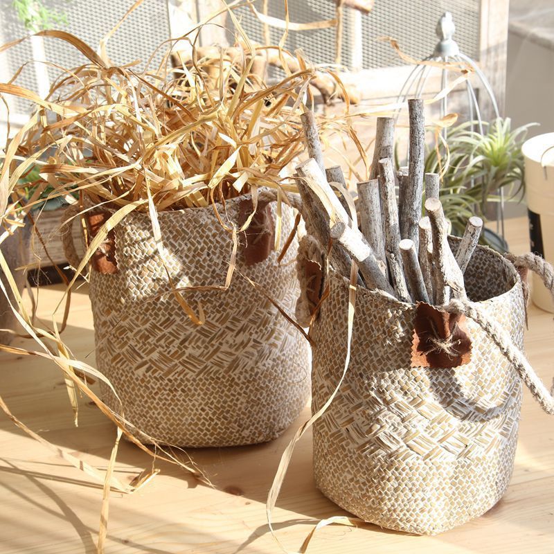 Eco-Friendly Woven Flower Pots - Natural Straw Design