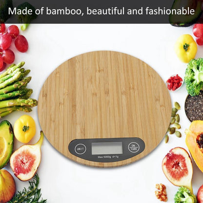 Eco-Friendly Bamboo Digital Kitchen Scale - Natural Wood Tone