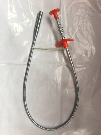 Eco-Friendly Drain Clog Remover Tool - Metal Shaft, Red Handle, 60cm