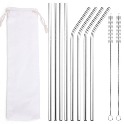 Eco-Friendly Stainless Steel Reusable Metal Straws with Cleaning Brushes